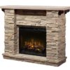 Dimplex Featherston Stone Look Mantel Console Real Log Electric Firebox