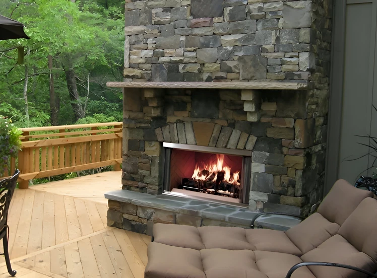 wood burning outdoor fireplace